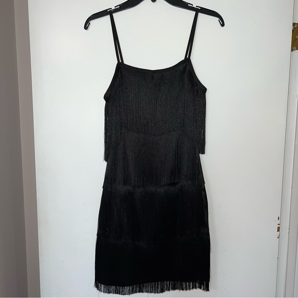 Shein Black Fringed Mini Dress